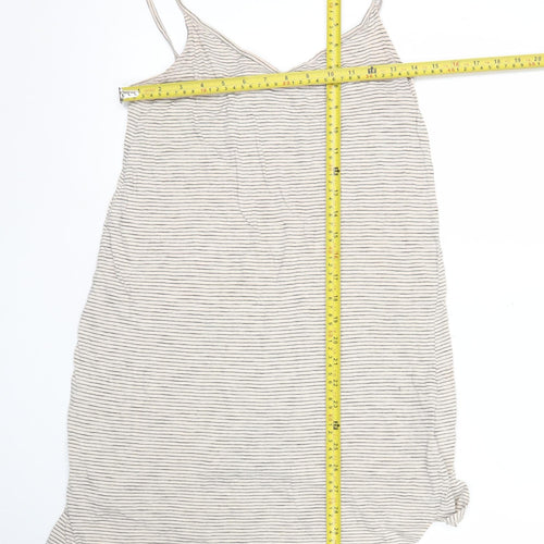 H&M Women’s Beige Striped Basic Tank Top XS Cotton Modal