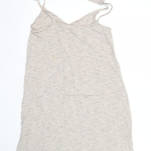 H&M Women’s Beige Striped Basic Tank Top XS Cotton Modal