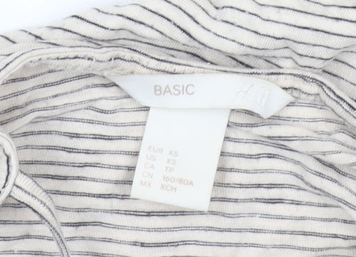 H&M Women’s Beige Striped Basic Tank Top XS Cotton Modal