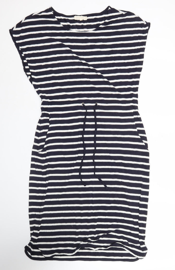 Next Women’s Blue Striped Kaftan Dress Size 14 Scoop Neck