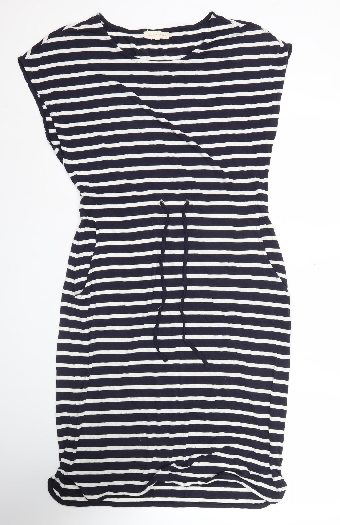Next Women’s Blue Striped Kaftan Dress Size 14 Scoop Neck