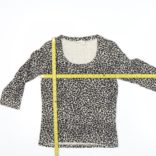 Minuet Women's Black Animal Print Jersey Top Size 8 3/4 Sleeve Scoop Neck