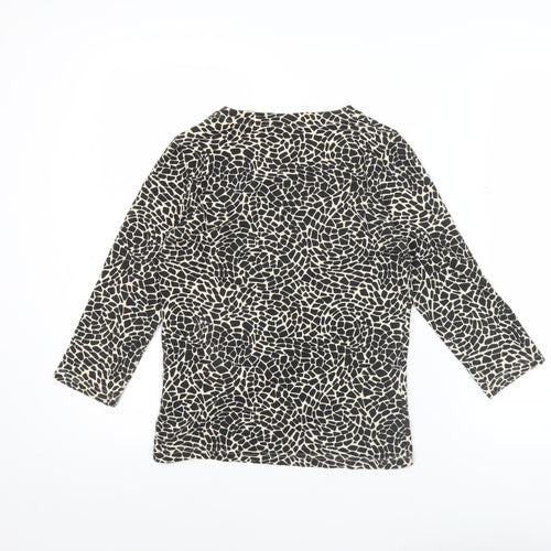 Minuet Women's Black Animal Print Jersey Top Size 8 3/4 Sleeve Scoop Neck