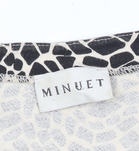 Minuet Women's Black Animal Print Jersey Top Size 8 3/4 Sleeve Scoop Neck