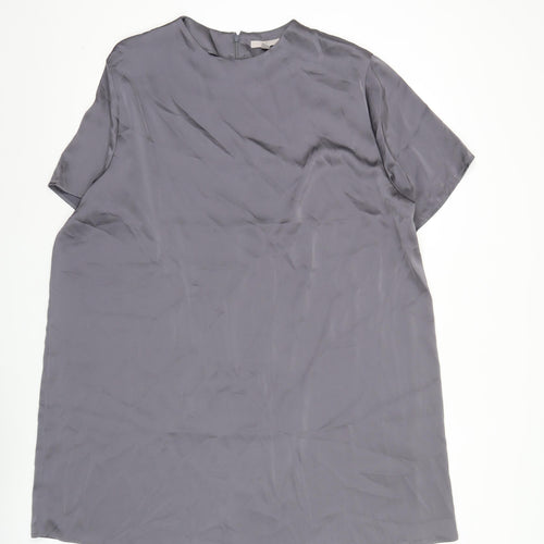 H&M Women Grey XL Shift Dress Knee Length Short Sleeve Work Casual