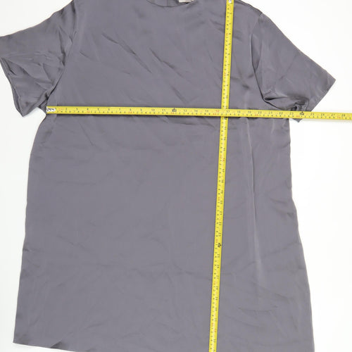 H&M Women Grey XL Shift Dress Knee Length Short Sleeve Work Casual