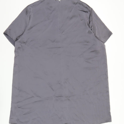 H&M Women Grey XL Shift Dress Knee Length Short Sleeve Work Casual