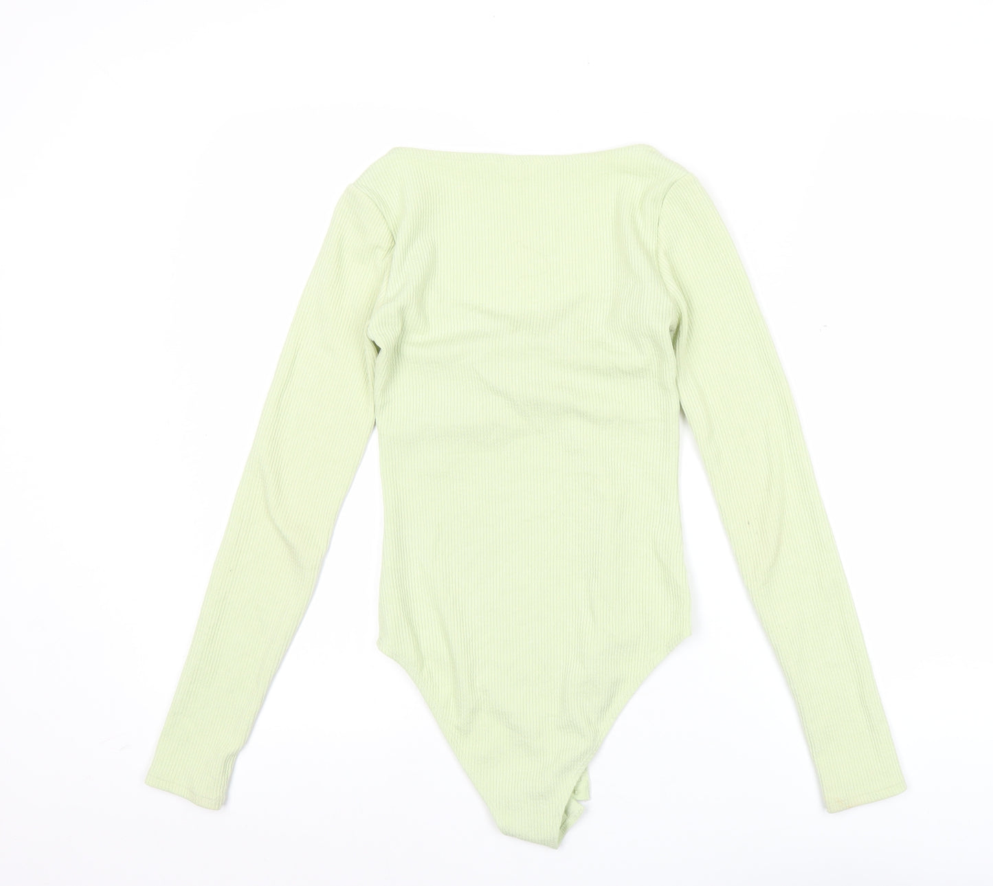 H&M Women’s Green XS Long Sleeve Bodysuit Scoop Neck Slim Fit