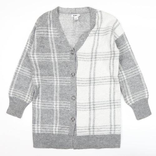 William Rast Womens Grey Checked Knit Long Sleeve Cardigan M