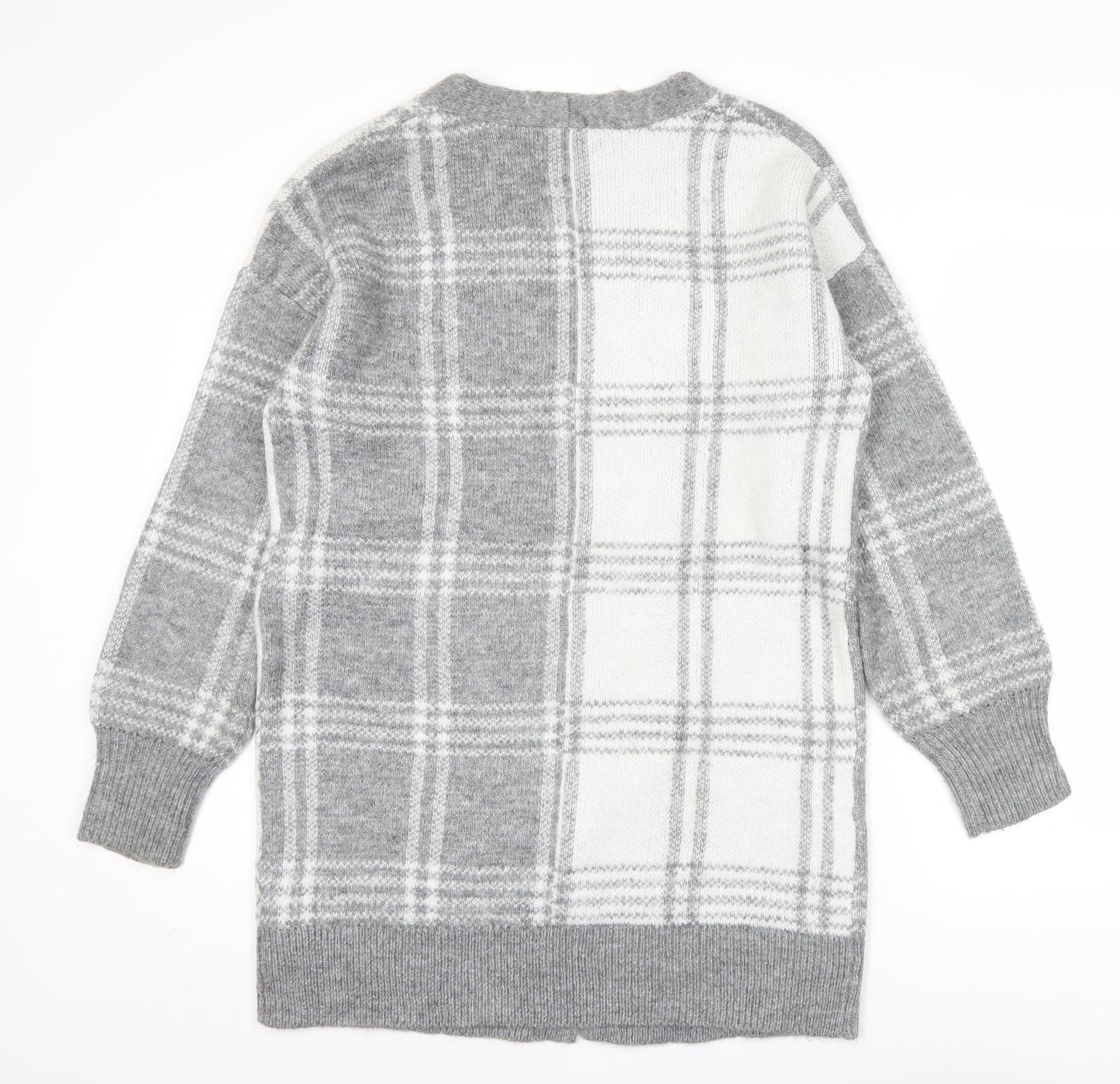 William Rast Womens Grey Checked Knit Long Sleeve Cardigan M