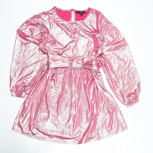 Vero Moda Women’s Pink Metallic Short A-Line Party Dress S