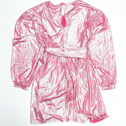 Vero Moda Women’s Pink Metallic Short A-Line Party Dress S
