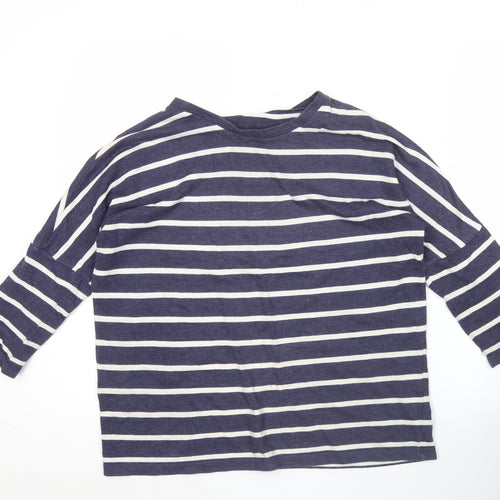 Linea Weekend Women Blue Striped Boat Neck 3/4 Sleeve T-Shirt Size S