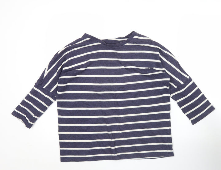 Linea Weekend Women Blue Striped Boat Neck 3/4 Sleeve T-Shirt Size S
