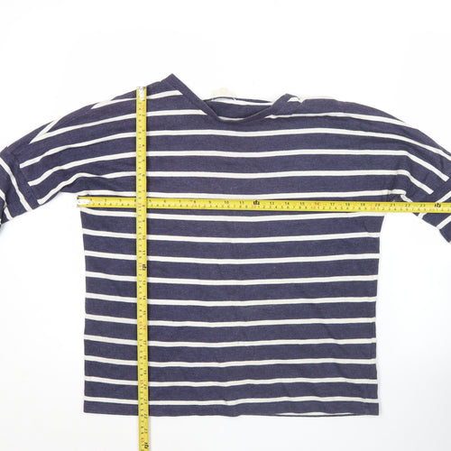 Linea Weekend Women Blue Striped Boat Neck 3/4 Sleeve T-Shirt Size S