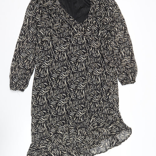 Blue Vanilla Women’s Black Animal Print Ruffle Wrap Dress Size 10