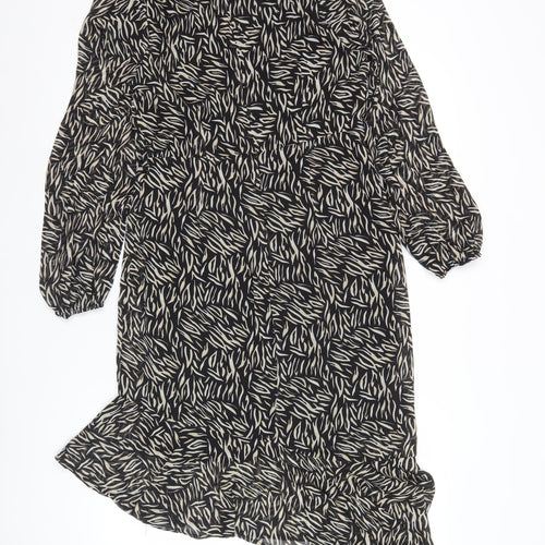 Blue Vanilla Women’s Black Animal Print Ruffle Wrap Dress Size 10