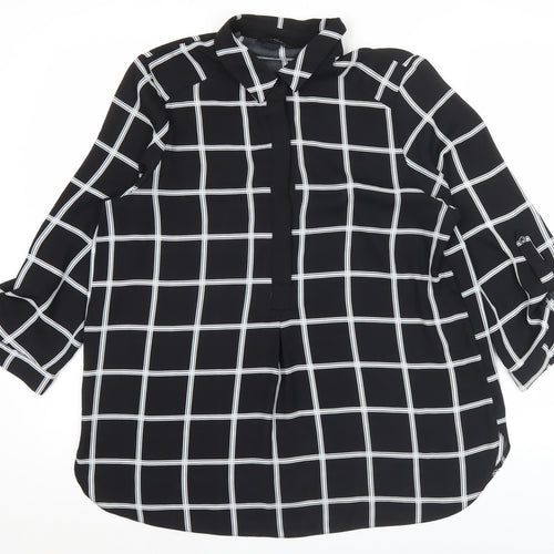 Dorothy Perkins Women’s Black Check Button-Up Tunic Shirt UK14