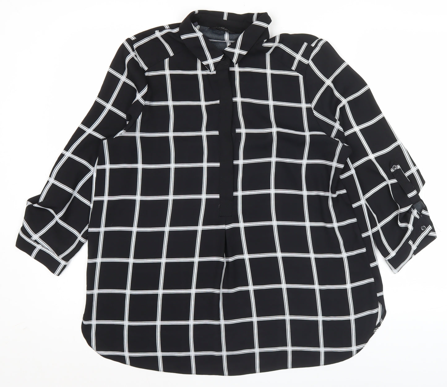 Dorothy Perkins Women’s Black Check Button-Up Tunic Shirt UK14