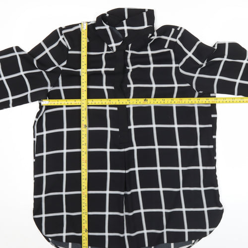 Dorothy Perkins Women’s Black Check Button-Up Tunic Shirt UK14