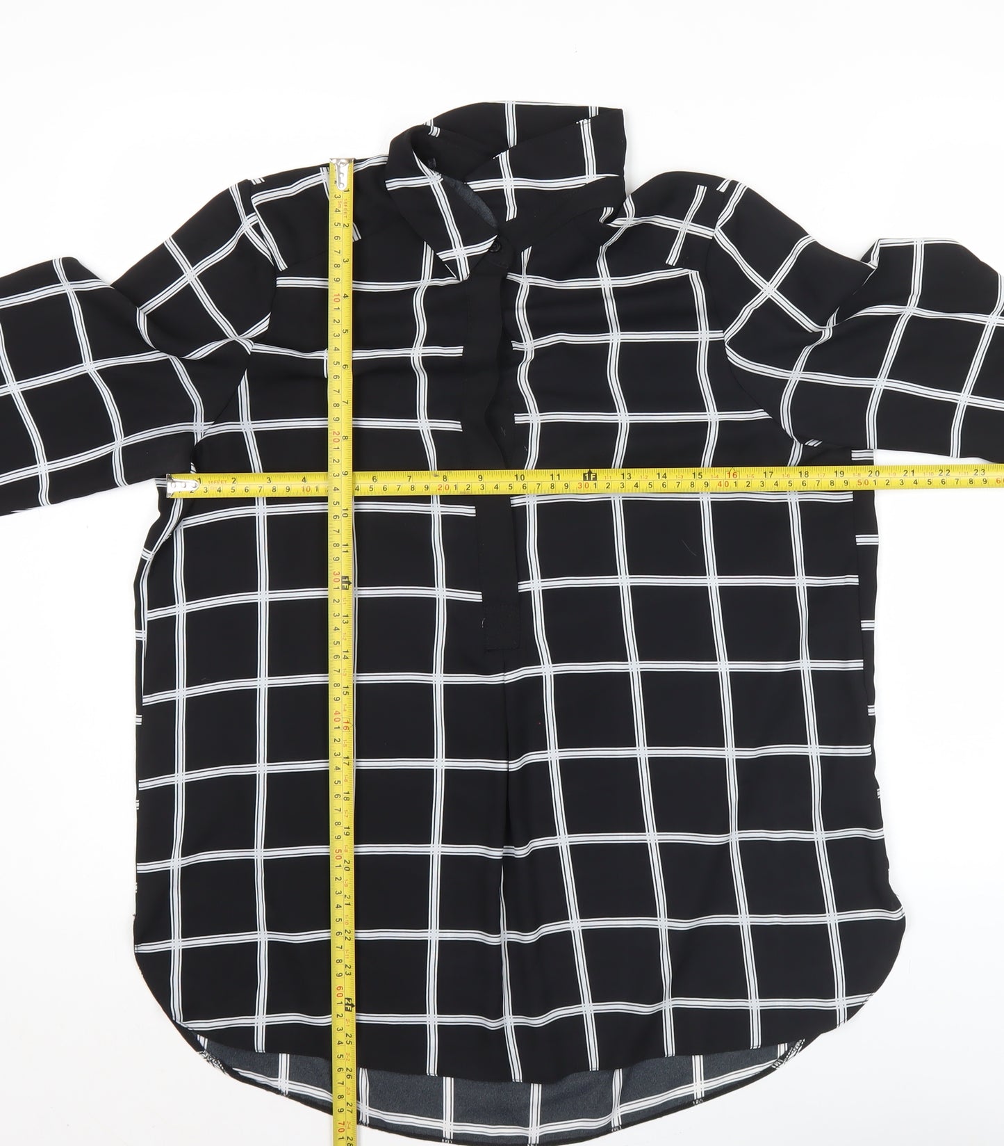 Dorothy Perkins Women’s Black Check Button-Up Tunic Shirt UK14