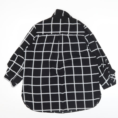 Dorothy Perkins Women’s Black Check Button-Up Tunic Shirt UK14