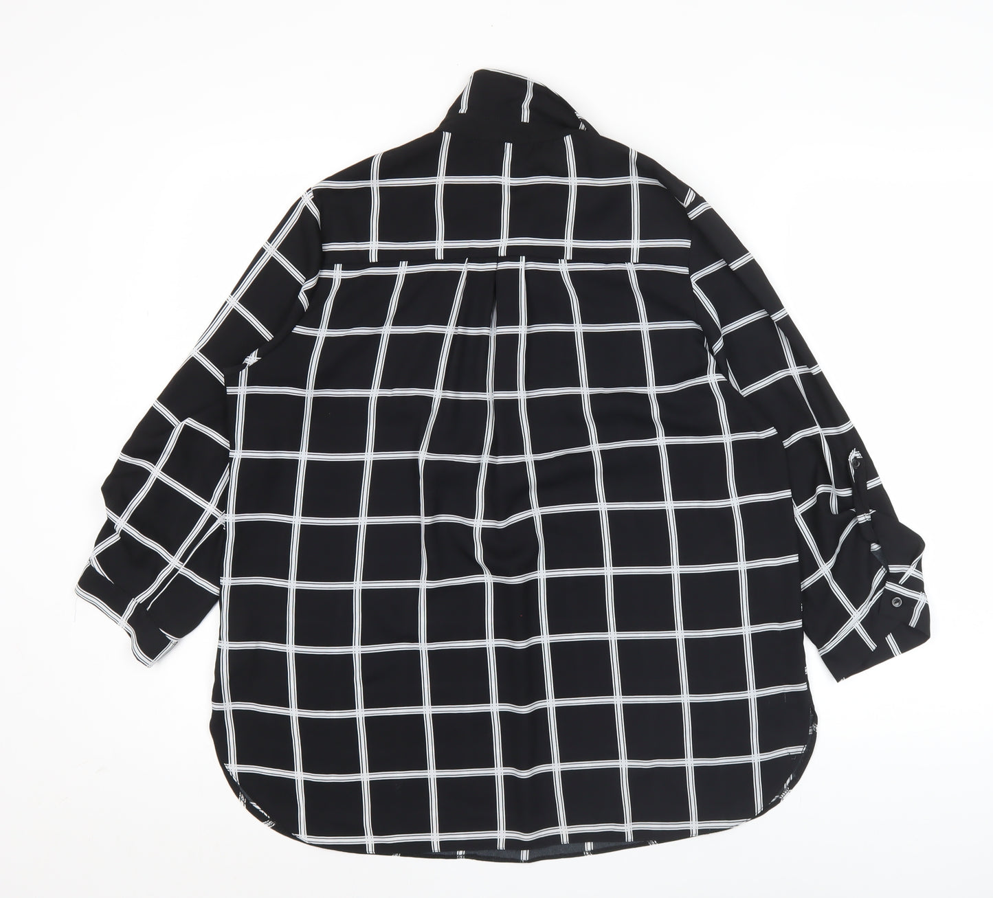 Dorothy Perkins Women’s Black Check Button-Up Tunic Shirt UK14