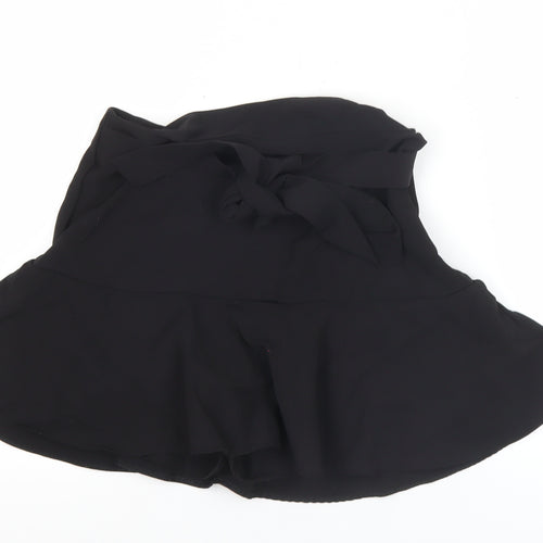 Zara Women’s Black Wrap Skort Size M Short High Rise Chiffon