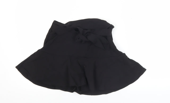 Zara Women’s Black Wrap Skort Size M Short High Rise Chiffon