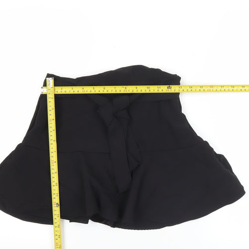 Zara Women’s Black Wrap Skort Size M Short High Rise Chiffon