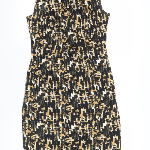 F&F Women’s Black Beige Bodycon Dress Size 10 Sleeveless Ruched