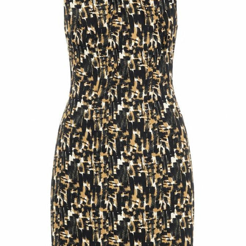 F&F Women’s Black Beige Bodycon Dress Size 10 Sleeveless Ruched