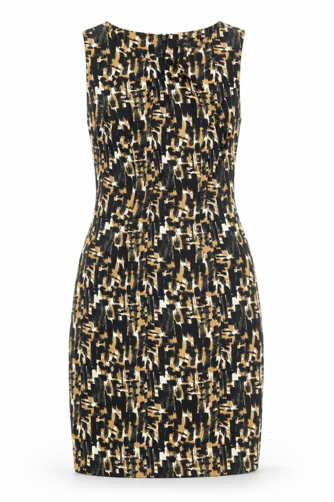 F&F Women’s Black Beige Bodycon Dress Size 10 Sleeveless Ruched