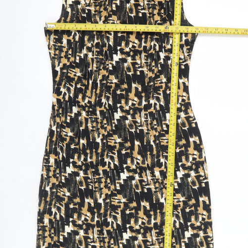 F&F Women’s Black Beige Bodycon Dress Size 10 Sleeveless Ruched