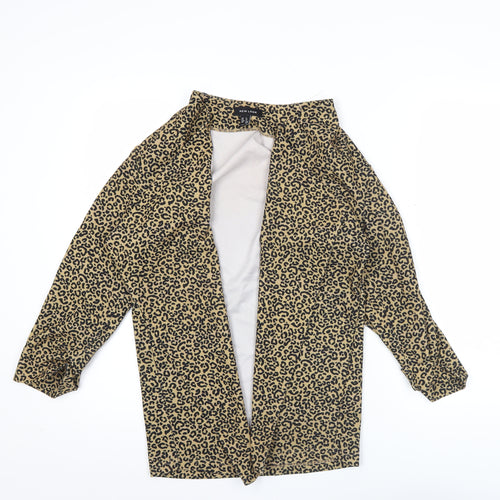 New Look Women Brown Leopard Print Open Jacket Size 8