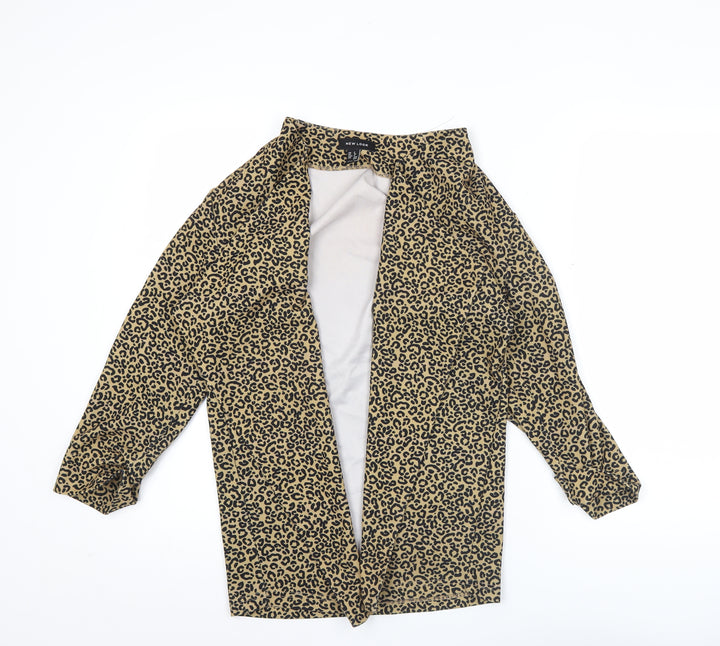 New Look Women Brown Leopard Print Open Jacket Size 8