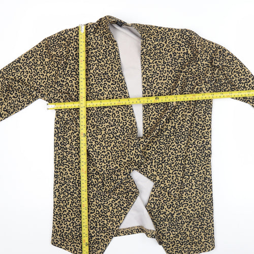 New Look Women Brown Leopard Print Open Jacket Size 8