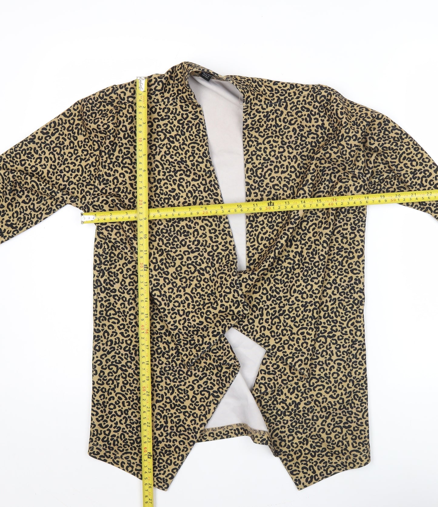 New Look Women Brown Leopard Print Open Jacket Size 8