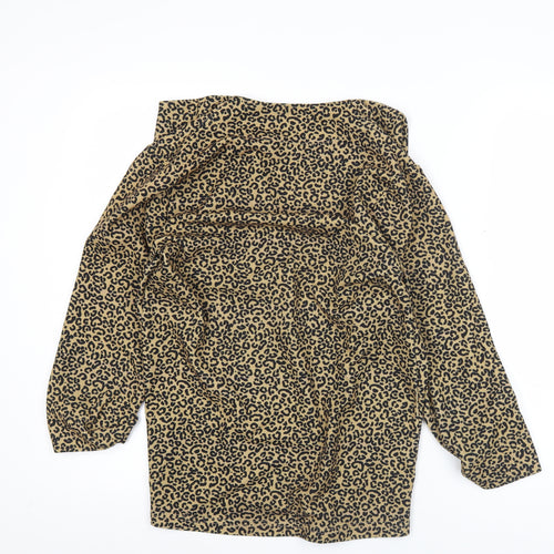 New Look Women Brown Leopard Print Open Jacket Size 8