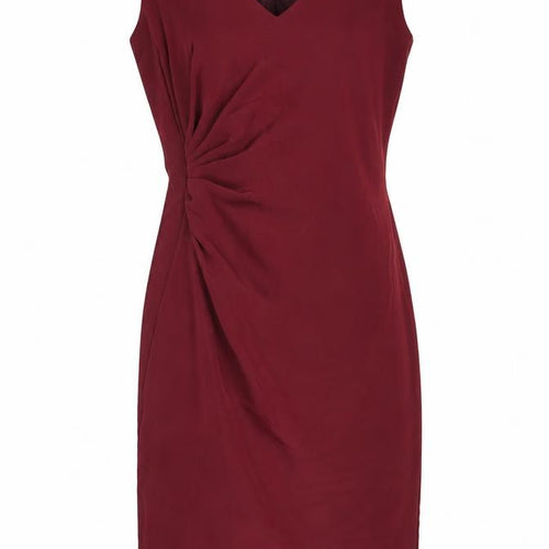 Lisa Womens Red Size 14 Sheath Cocktail Dress Ruched Sleeveless