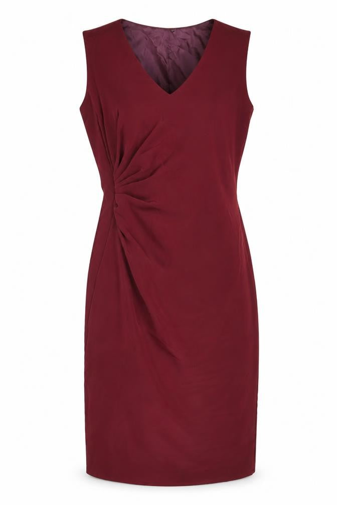 Lisa Womens Red Size 14 Sheath Cocktail Dress Ruched Sleeveless