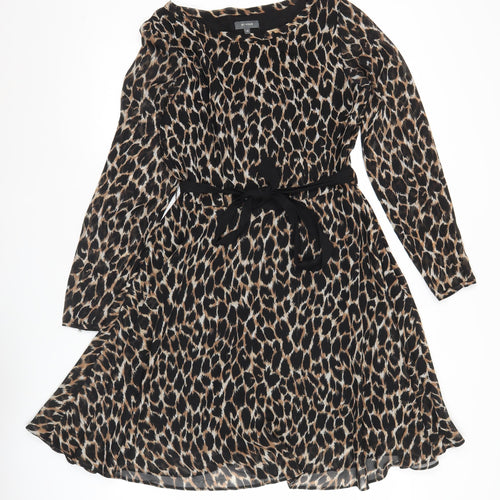 Et Vous Women Brown Leopard Print Asymmetric Dress Size 10