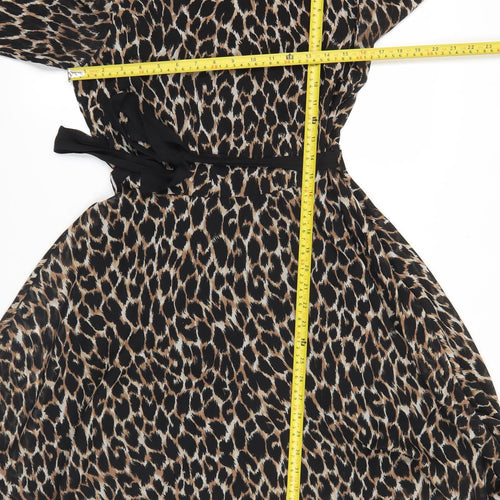 Et Vous Women Brown Leopard Print Asymmetric Dress Size 10