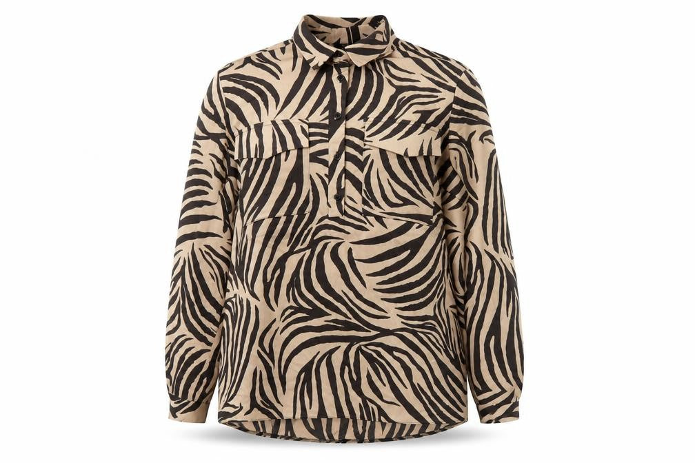 Lipsy Women’s Beige Animal Print Button-Up Blouse Size 18