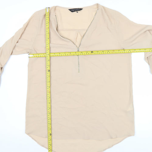 Dorothy Perkins Women’s Beige Blouse UK 12 Zip Front Tunic Top