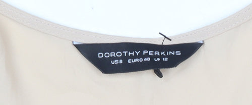Dorothy Perkins Women’s Beige Blouse UK 12 Zip Front Tunic Top