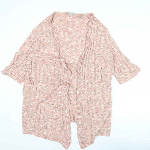 Zara Women Pink Open Knit Cardigan Medium Short Sleeve