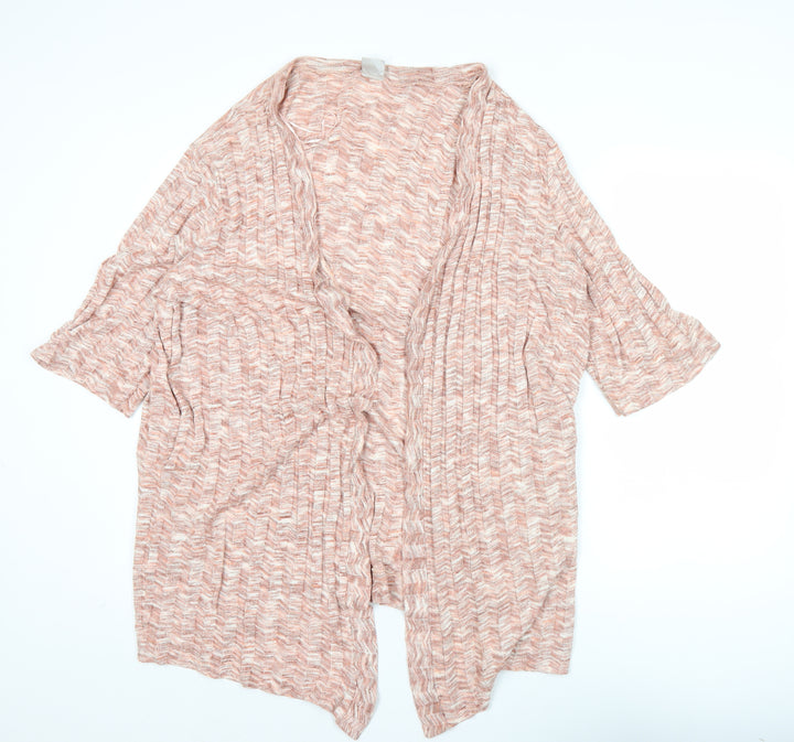 Zara Women Pink Open Knit Cardigan Medium Short Sleeve