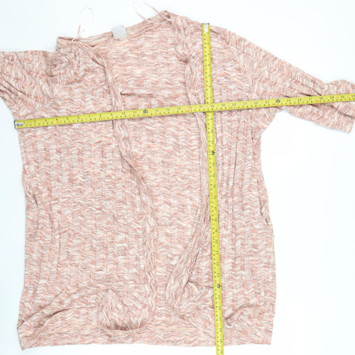 Zara Women Pink Open Knit Cardigan Medium Short Sleeve
