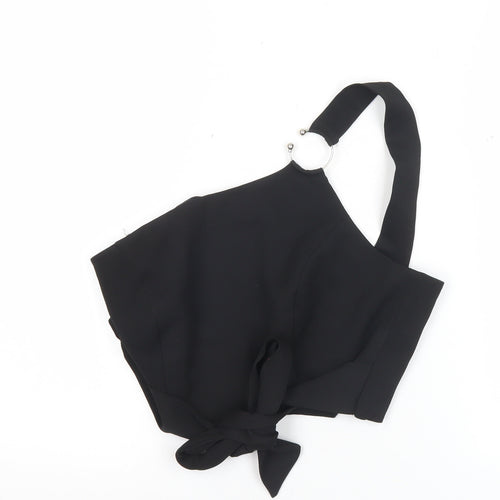 River Island Women’s Black One Shoulder Cropped Blouse Size 12 Party Top